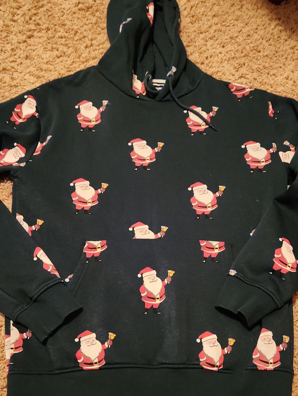 Denim & Flower Dark Green Santa Print Crewneck Sweatshirt Size Medium Unisex